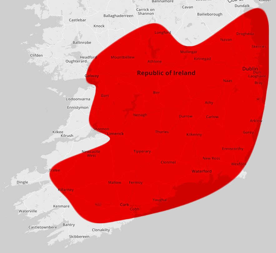Irlandia - obszar gdzie dostarczamy i odbieramy paczki